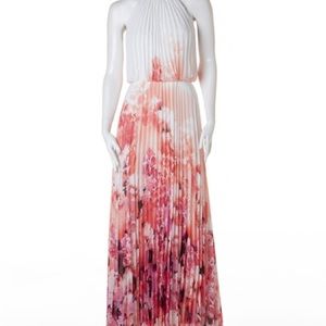 Cleo Pleated Floral Halter Maxi Dress
